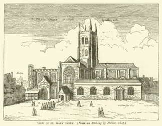 Ansicht von St. Mary Overy, aus einer Radierung von Hollar, 1647
